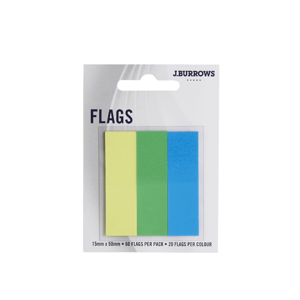 J.Burrows Translucent Flags 15 x 50mm Green and Blue 3 Pack