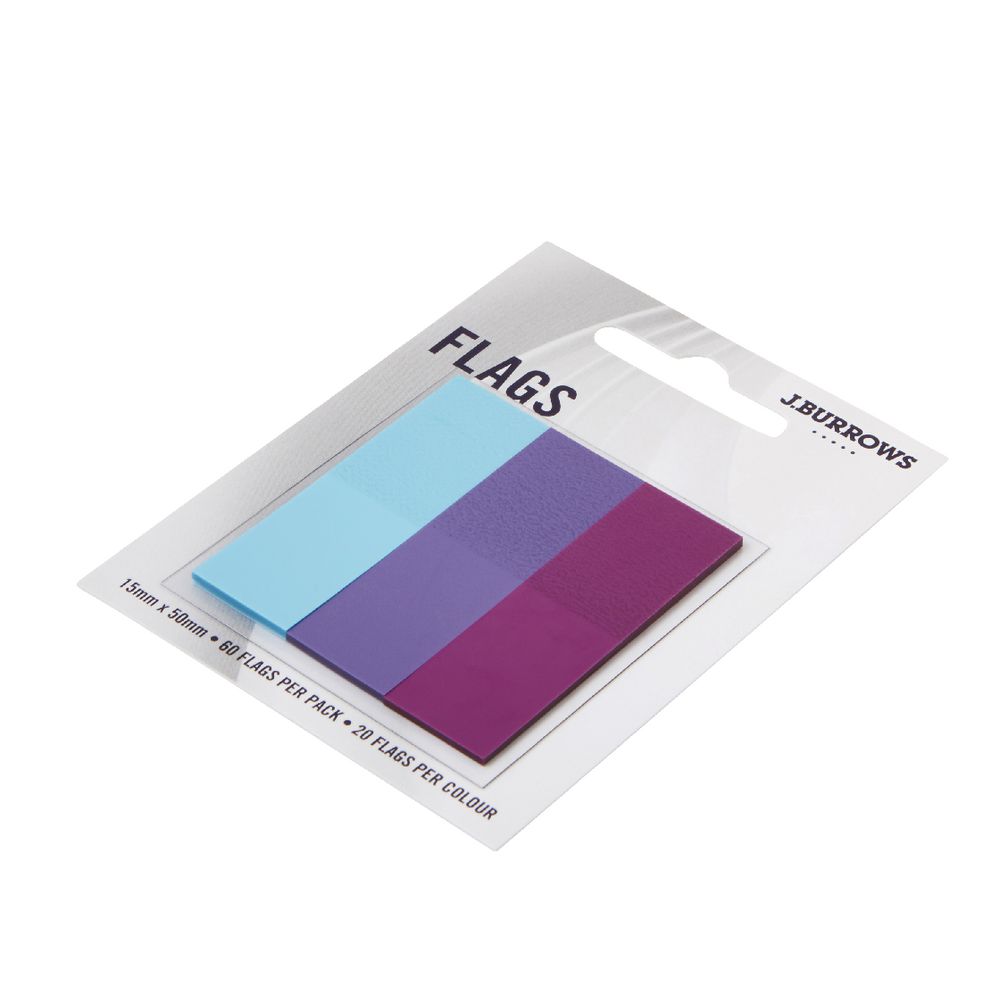 J.Burrows Translucent Flags 15 x 50mm Purple and Blue 3 Pack