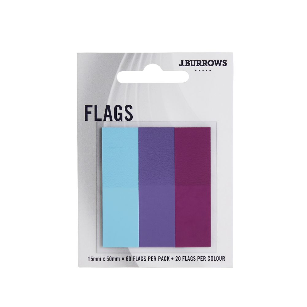 J.Burrows Translucent Flags 15 x 50mm Purple and Blue 3 Pack