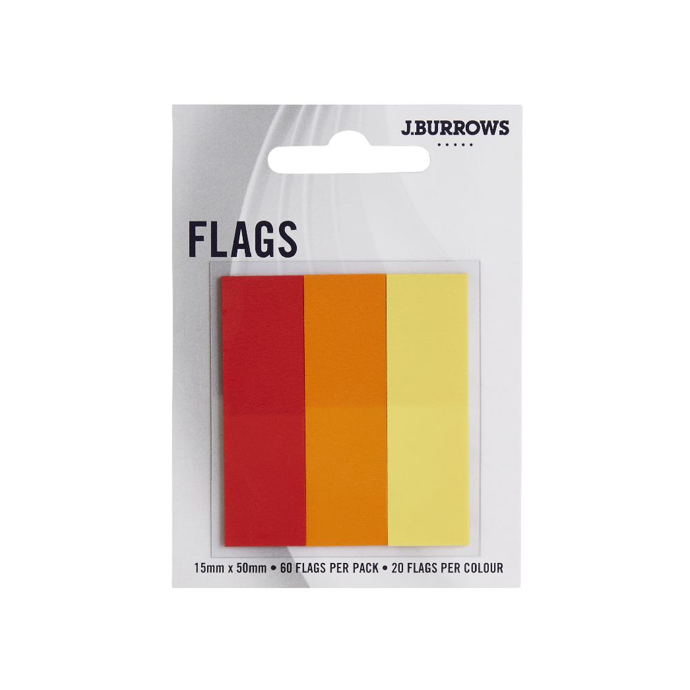 J.Burrows Translucent Flags 15 x 50mm Red and Orange 3 Pack