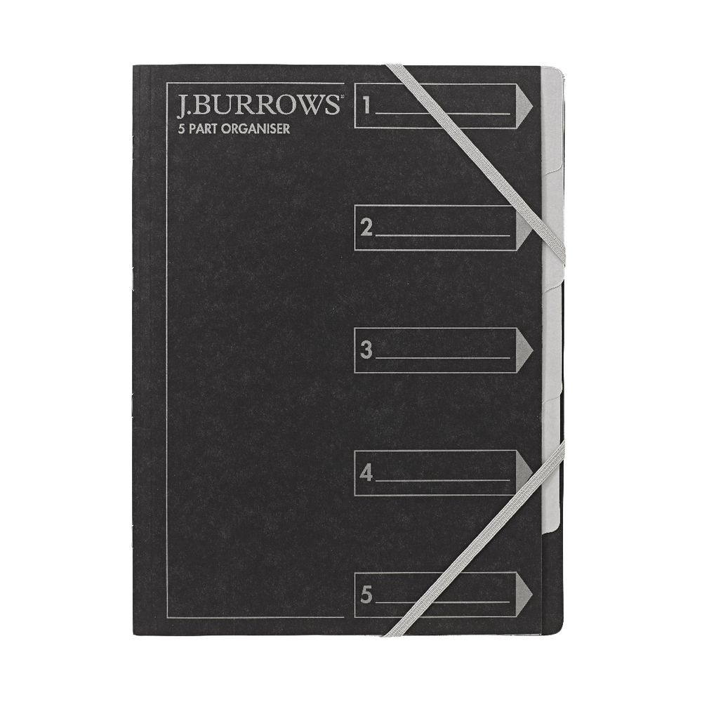 J.Burrows A4 5 Part Organiser Pressboard Assorted Colours