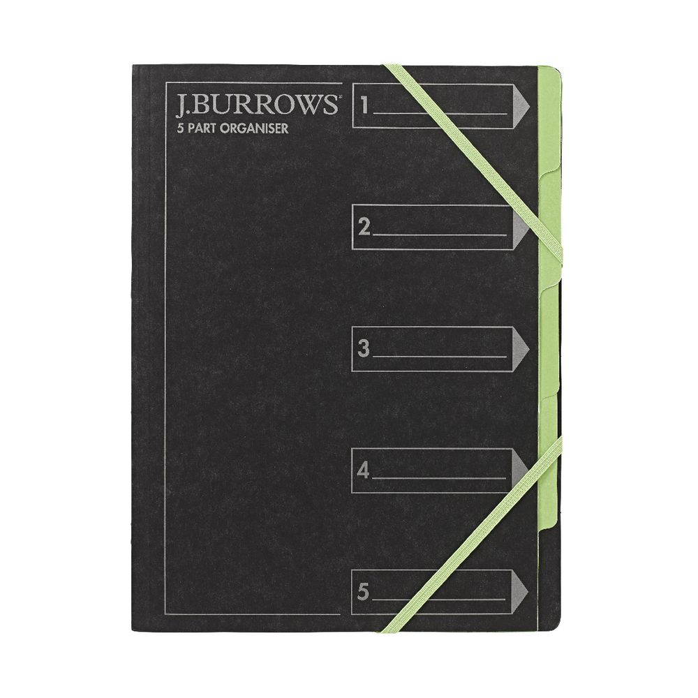 J.Burrows A4 5 Part Organiser Pressboard Assorted Colours