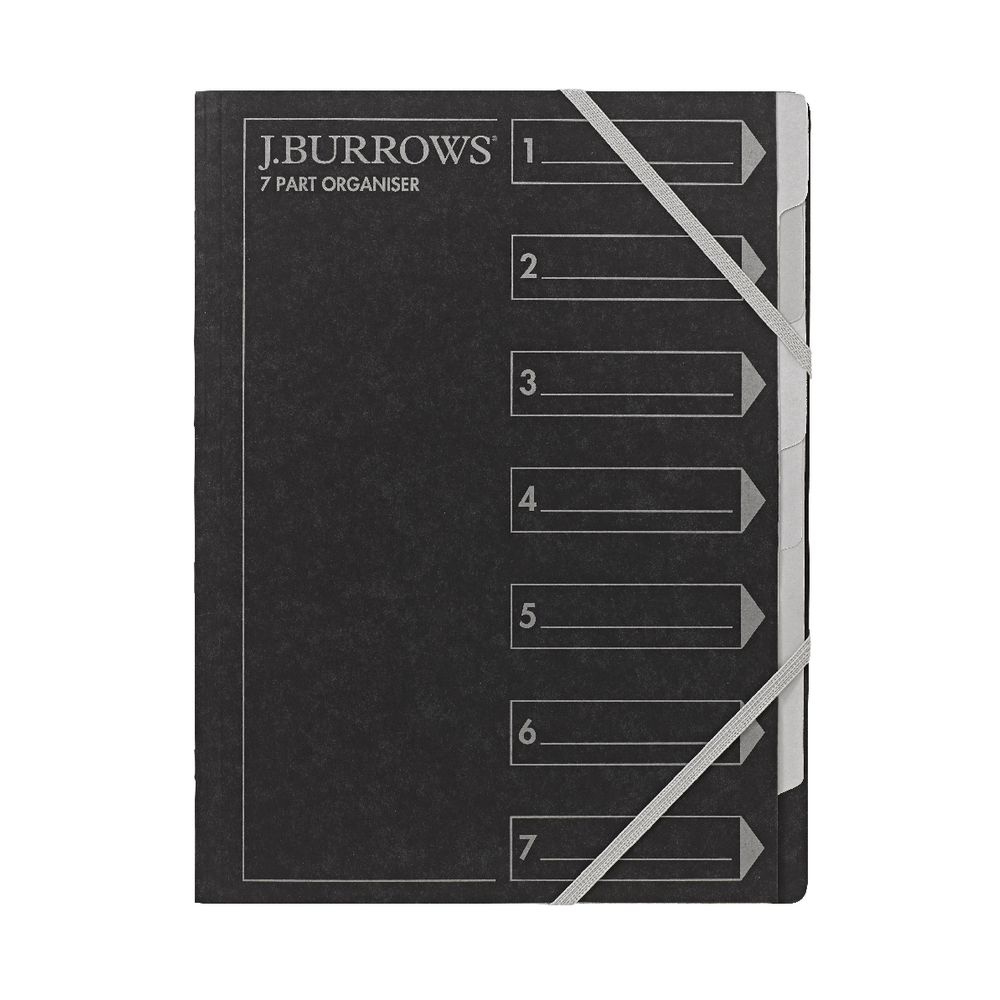 J.Burrows A4 7 Part Organiser Pressboard Assorted Colours