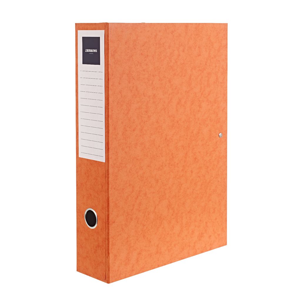 J.Burrows Foolscap Pressboard Box File Orange