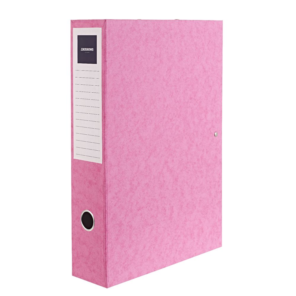 J.Burrows Foolscap Pressboard Box File Pink