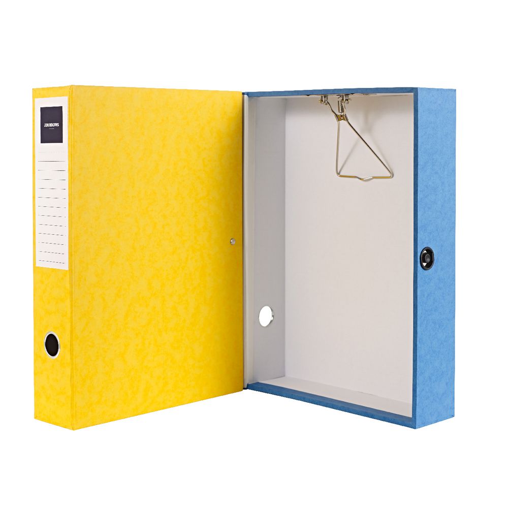 J.Burrows Foolscap Pressboard Box File Yellow