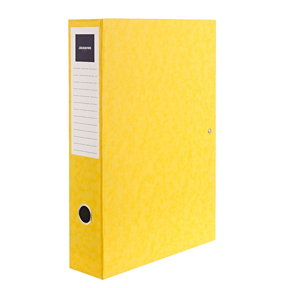 J.Burrows Foolscap Pressboard Box File Yellow