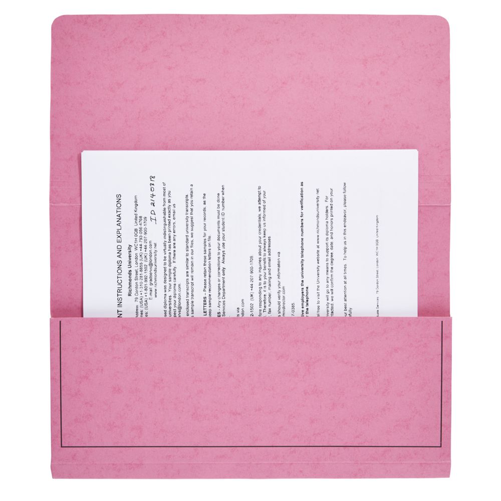 J.Burrows Foolscap Document Wallet Pink