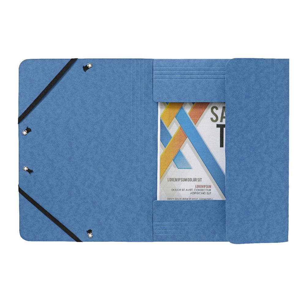 J.Burrows A4 Pressboard Elastic File Blue