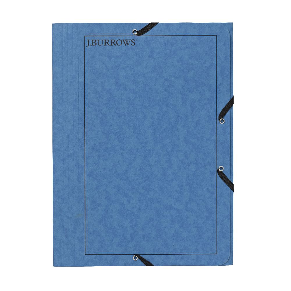 J.Burrows A4 Pressboard Elastic File Blue
