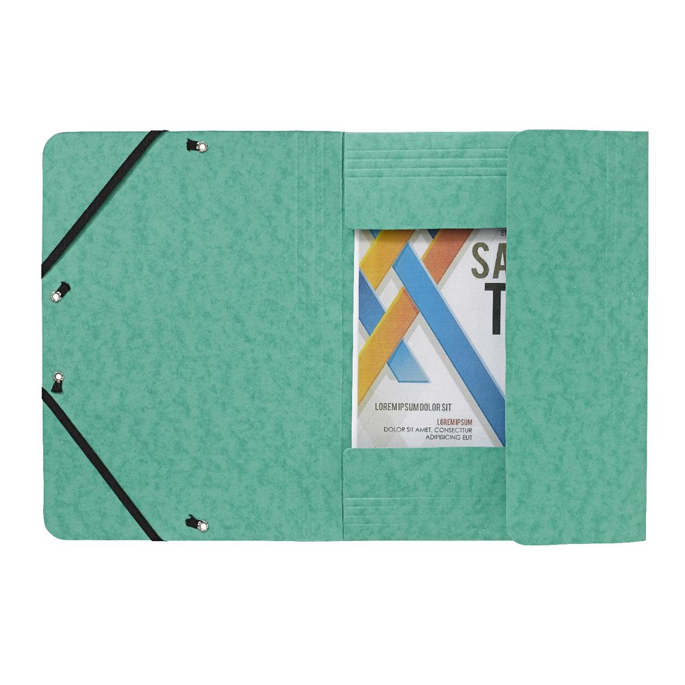 J.Burrows A4 Pressboard Elastic File Green