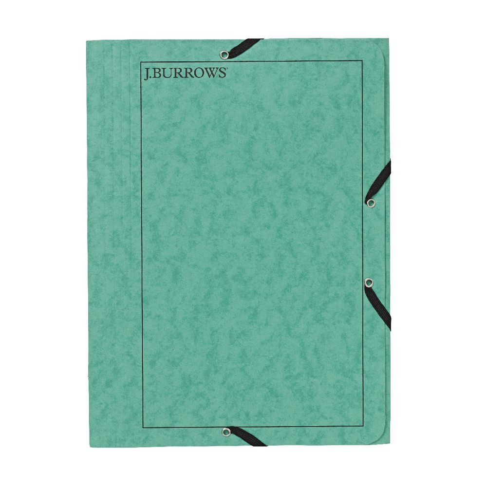 J.Burrows A4 Pressboard Elastic File Green