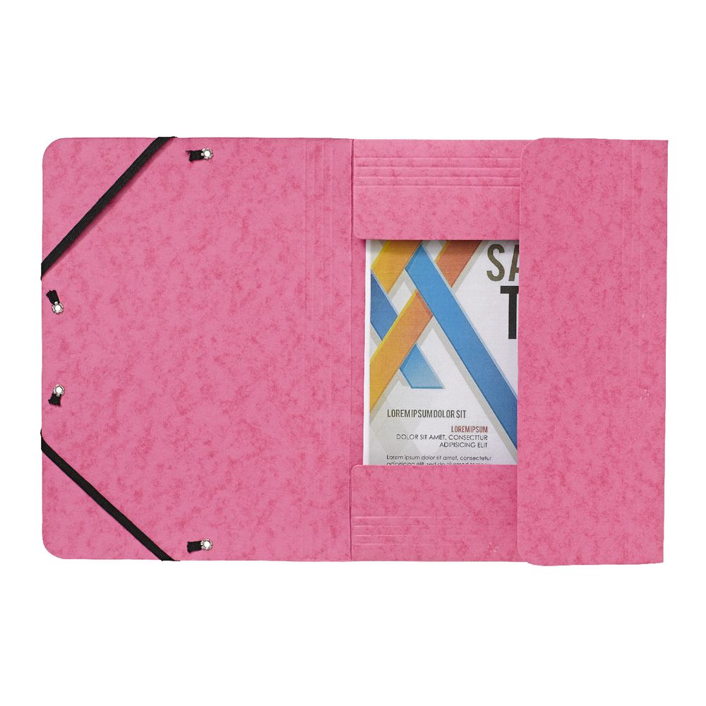 J.Burrows A4 Pressboard Elastic File Pink