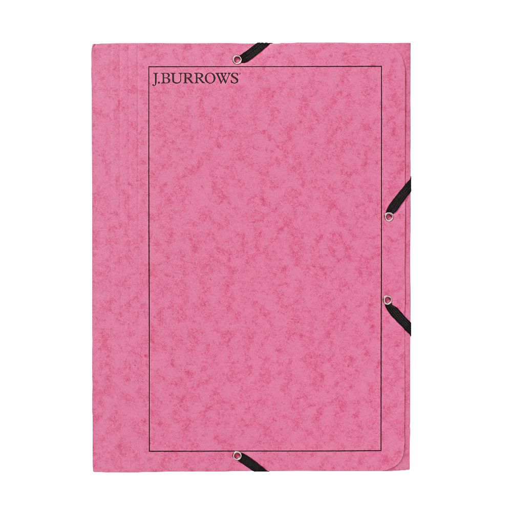J.Burrows A4 Pressboard Elastic File Pink