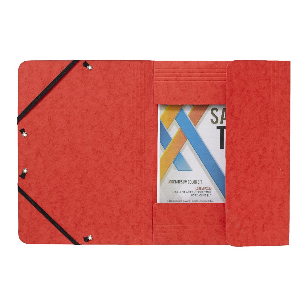 J.Burrows A4 Pressboard Elastic File Red