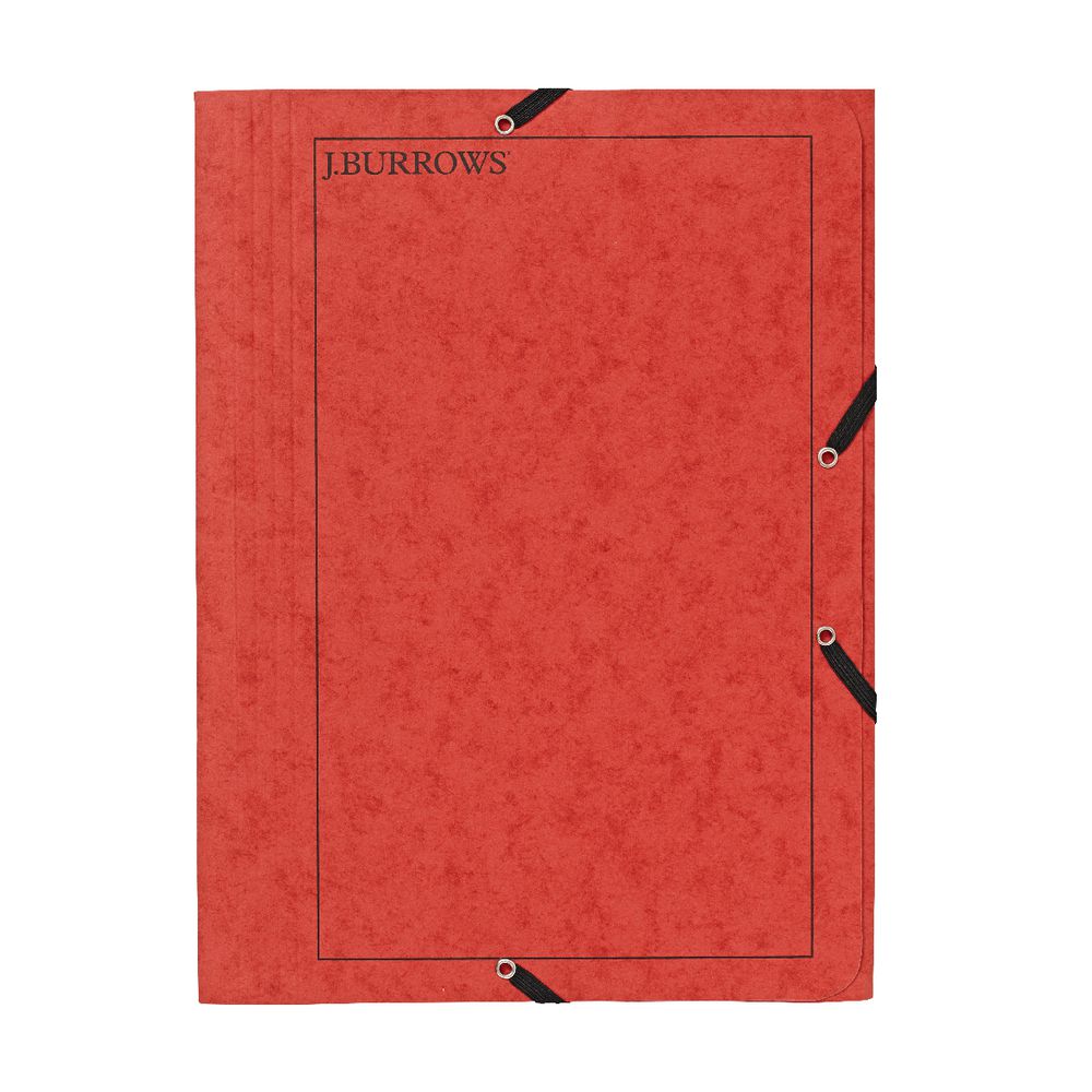 J.Burrows A4 Pressboard Elastic File Red