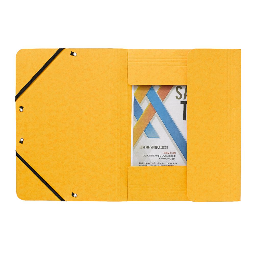J.Burrows A4 Pressboard Elastic File Yellow