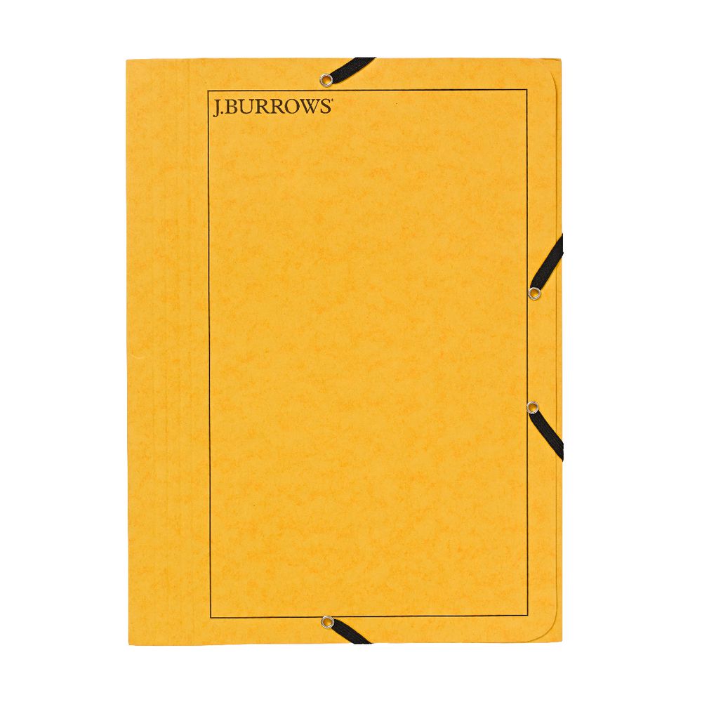 J.Burrows A4 Pressboard Elastic File Yellow