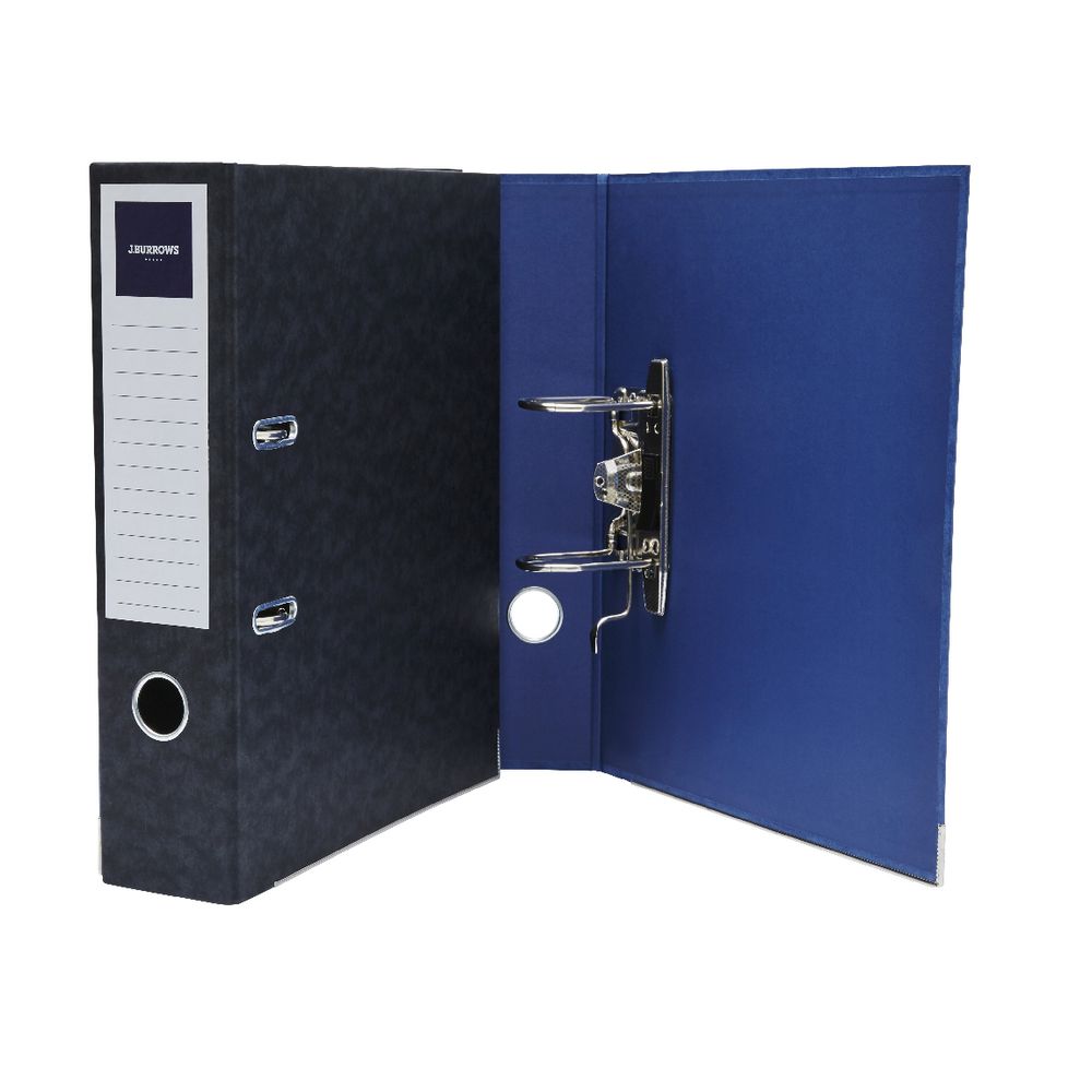 J.Burrows Pressboard Lever Arch File A4 2 Ring Black