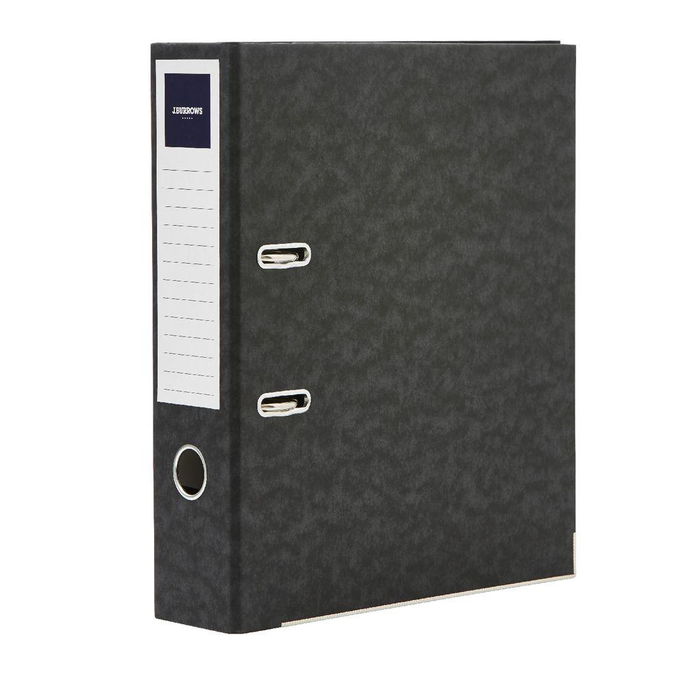J.Burrows Pressboard Lever Arch File A4 2 Ring Black