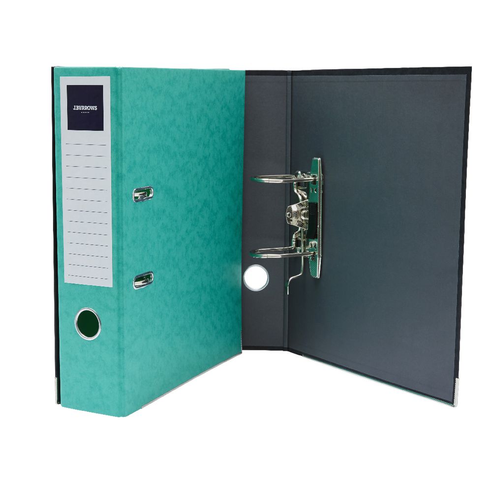 J.Burrows Pressboard Lever Arch File A4 2 Ring Green