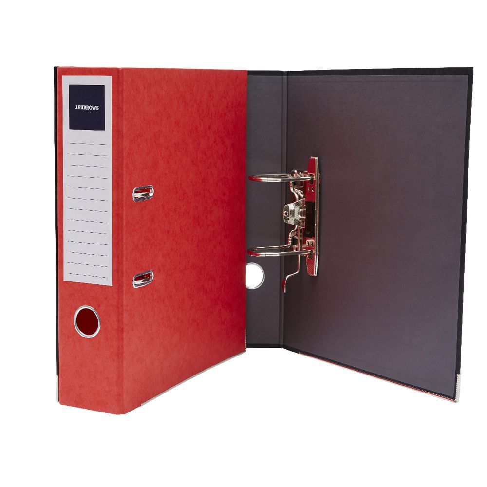 J.Burrows Pressboard Lever Arch File A4 2 Ring Red