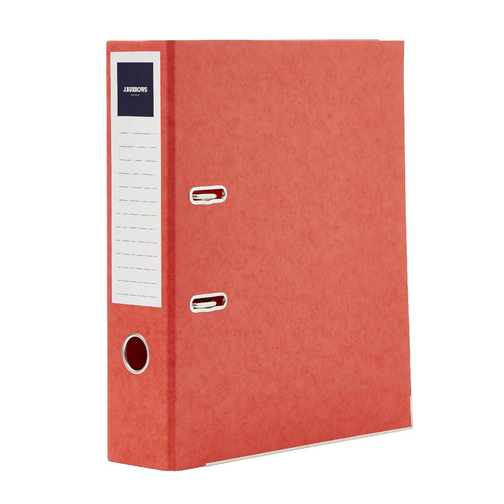 J.Burrows Pressboard Lever Arch File A4 2 Ring Red