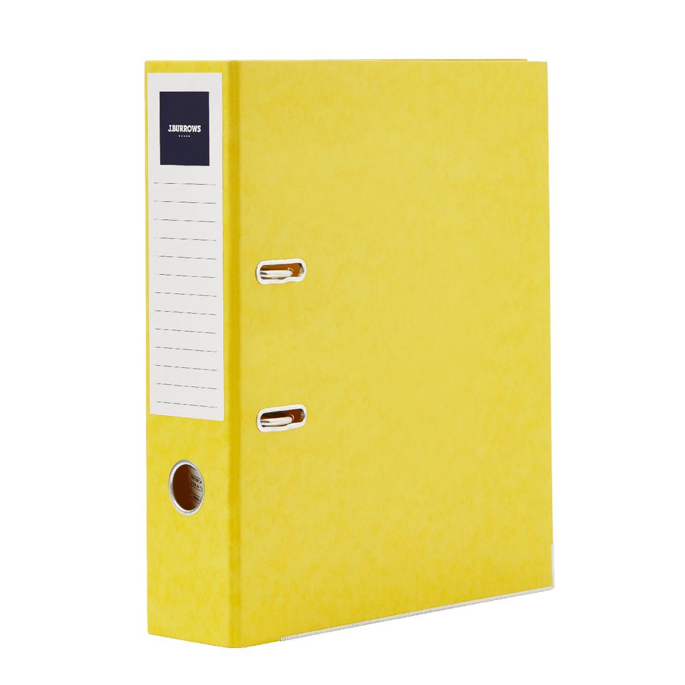 J.Burrows Pressboard Lever Arch File A4 2 Ring Yellow