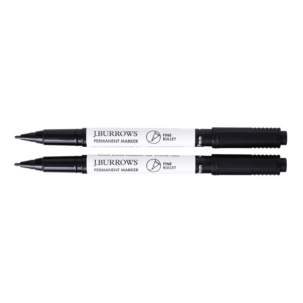 J.Burrows Bullet Permanent Markers Black 2 Pack