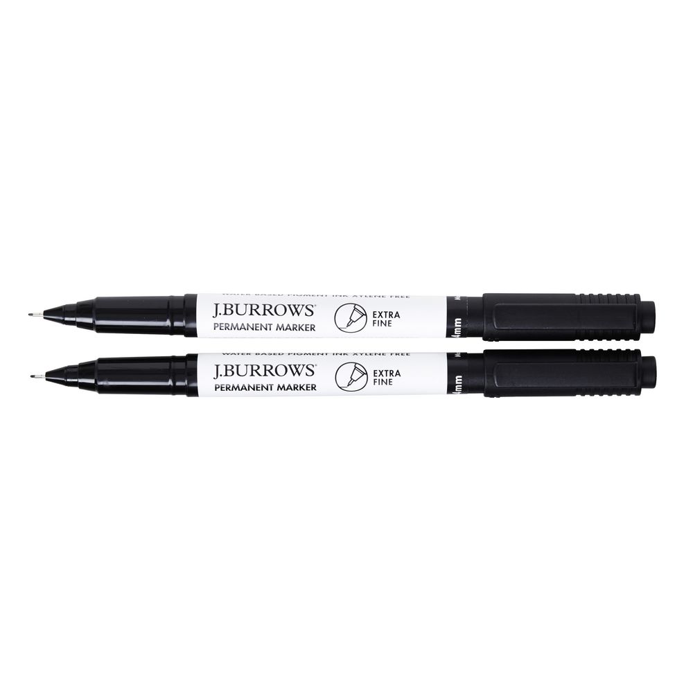J.Burrows Needle Tip Permanent Markers Black 2 Pack