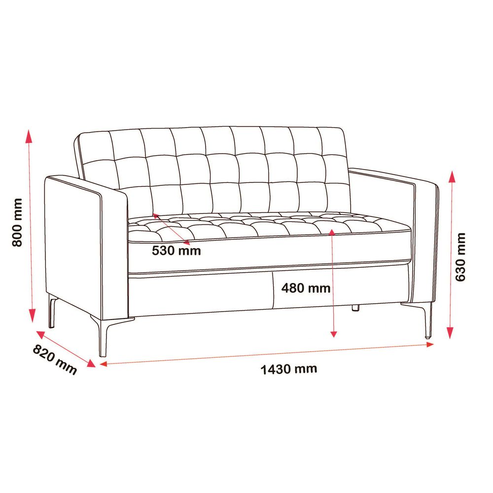 Preston 2 Seat Lounge Black