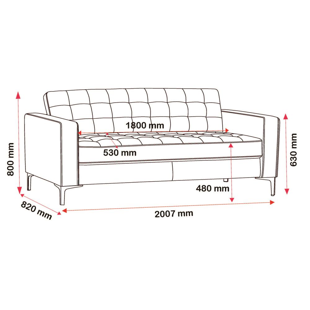 Preston 3 Seat Lounge Black