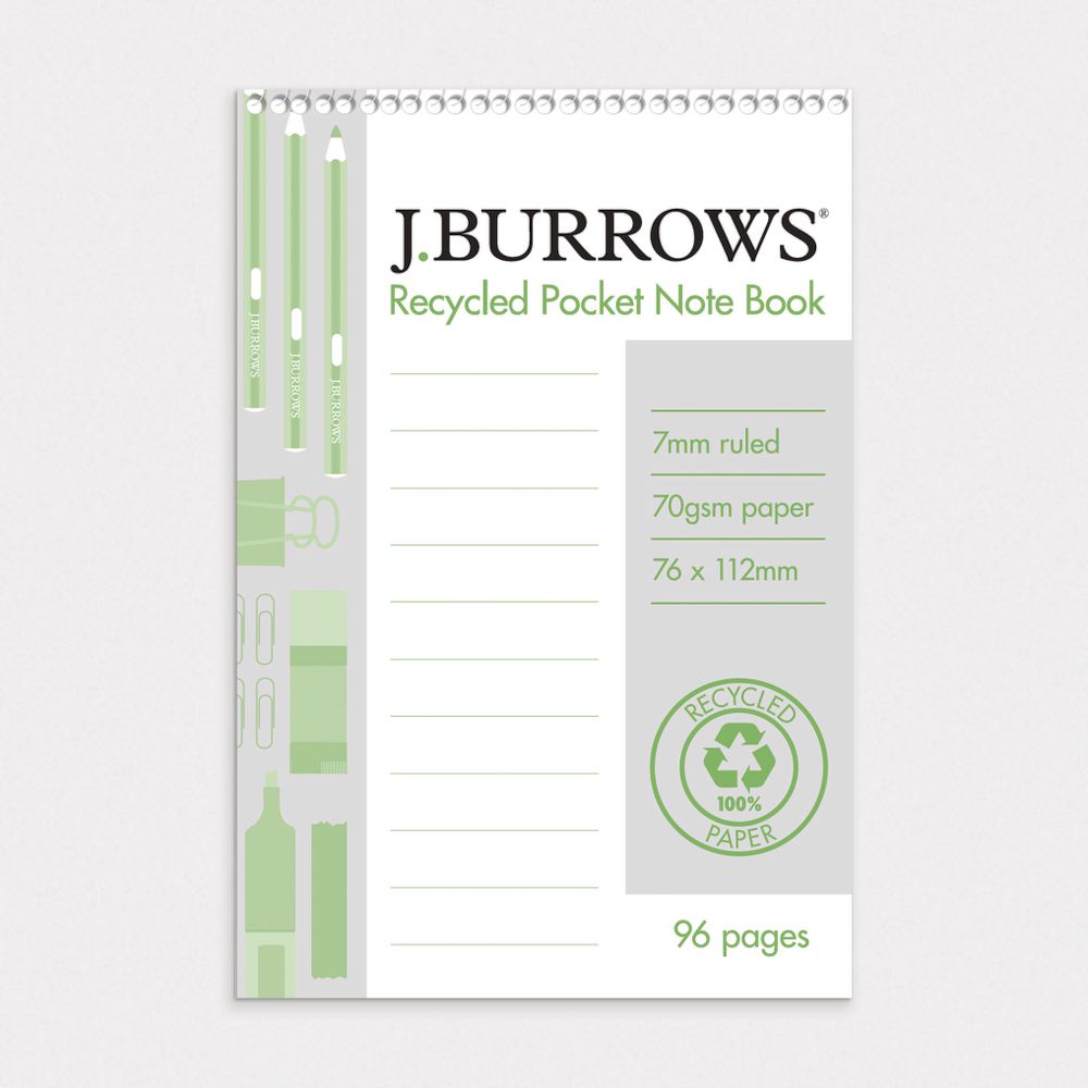 J.Burrows Recycled Pocket Notebook 96 Page