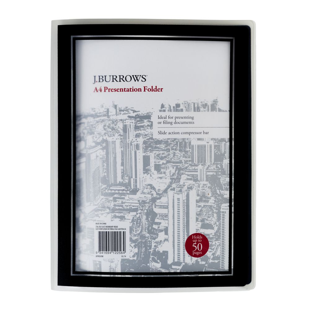 J.Burrows A4 Presentation Folder Black