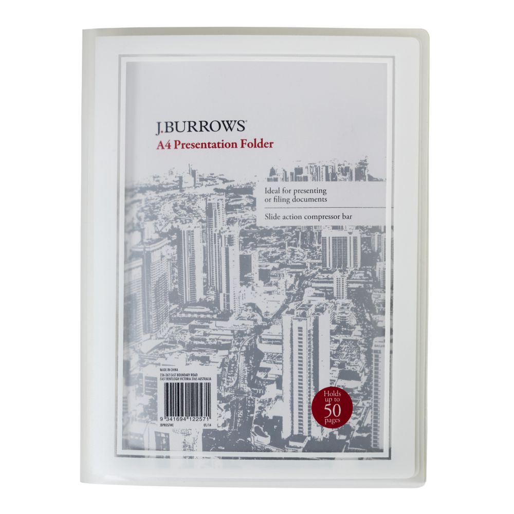 J.Burrows A4 Presentation Folder White