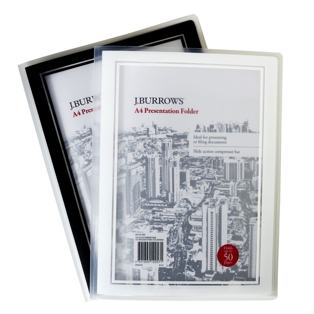 J.Burrows A4 Presentation Folder White