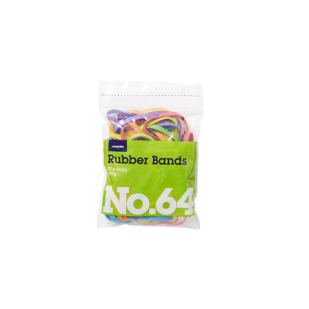 J.Burrows No.64 Rubber Bands 100g Assorted