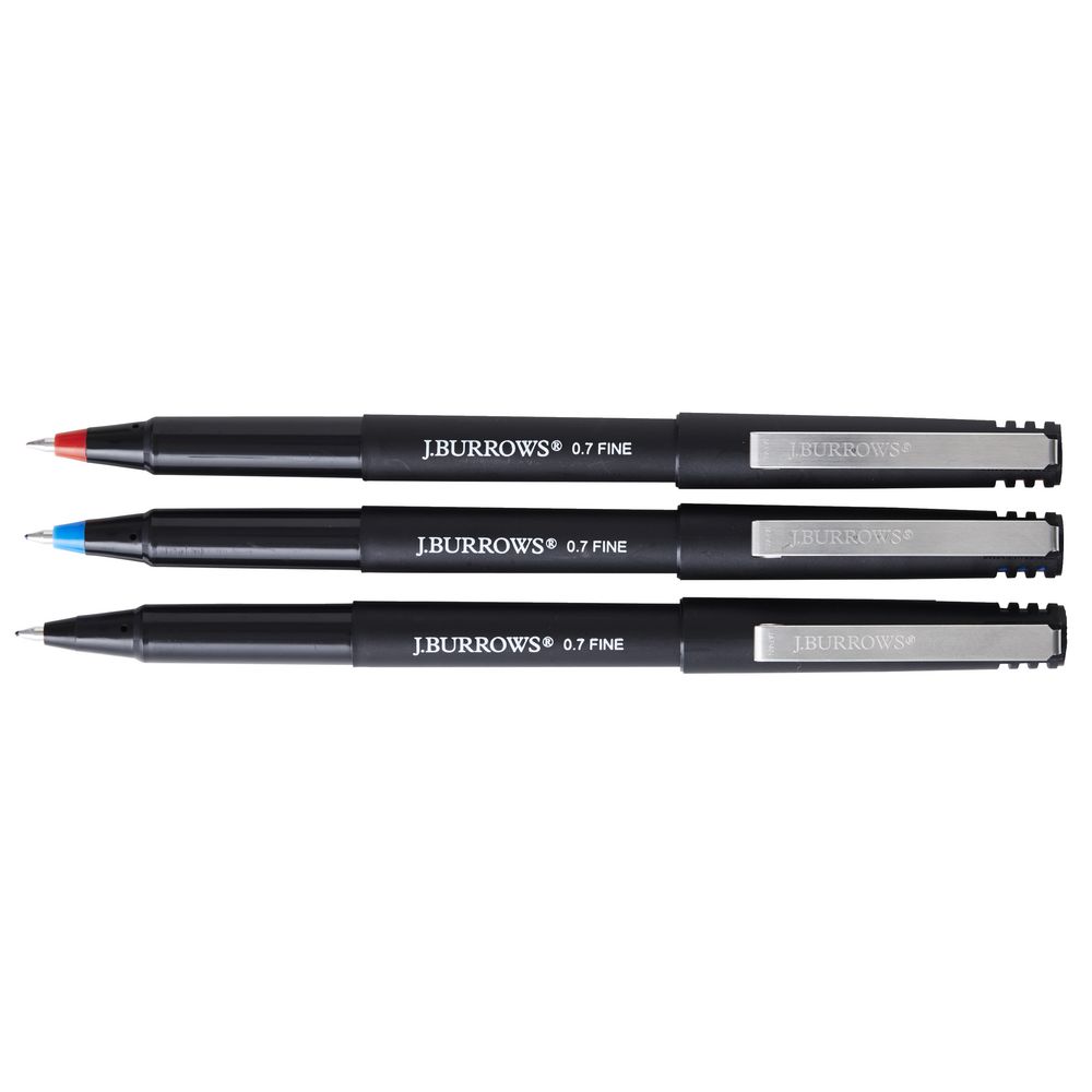 J.Burrows Rollerball Pens Assorted 3 Pack