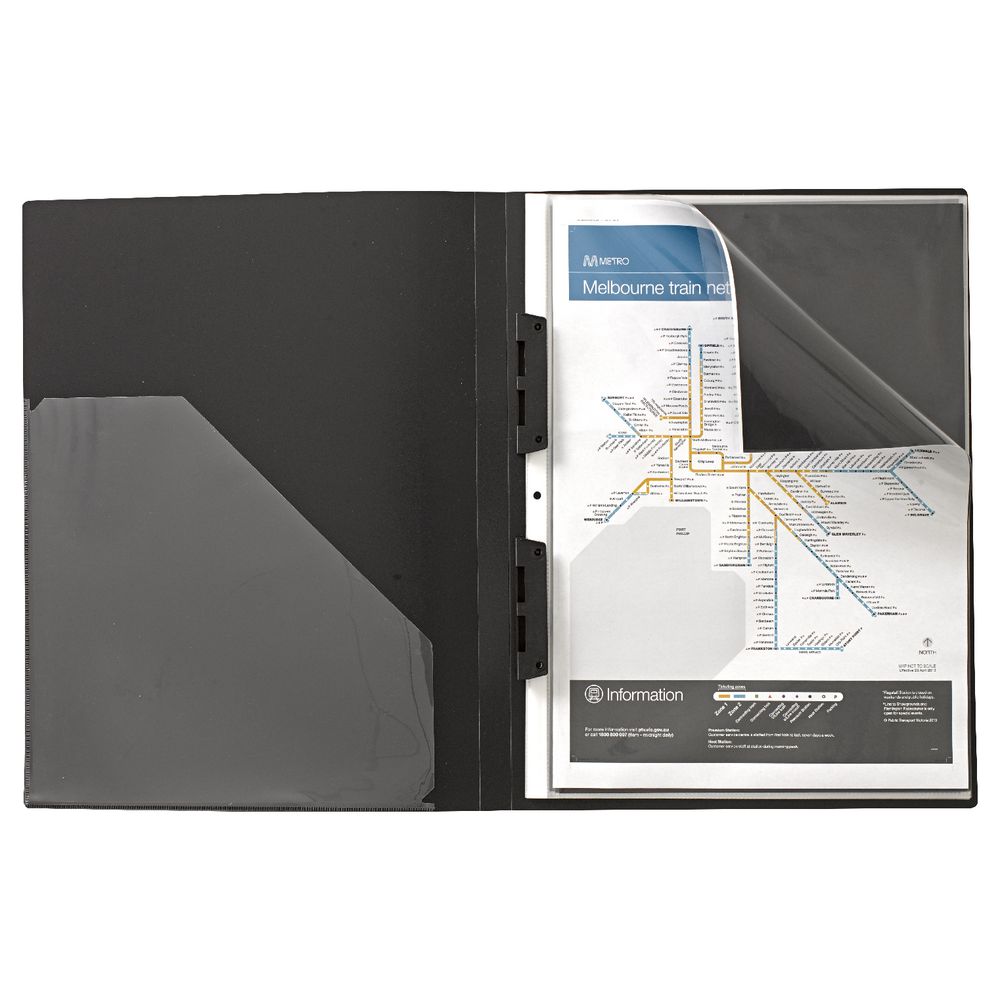 J.Burrows Display Book A3 20 Pocket Refillable Black