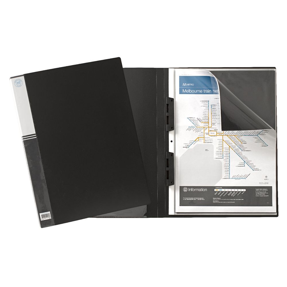 J.Burrows Display Book A3 20 Pocket Refillable Black