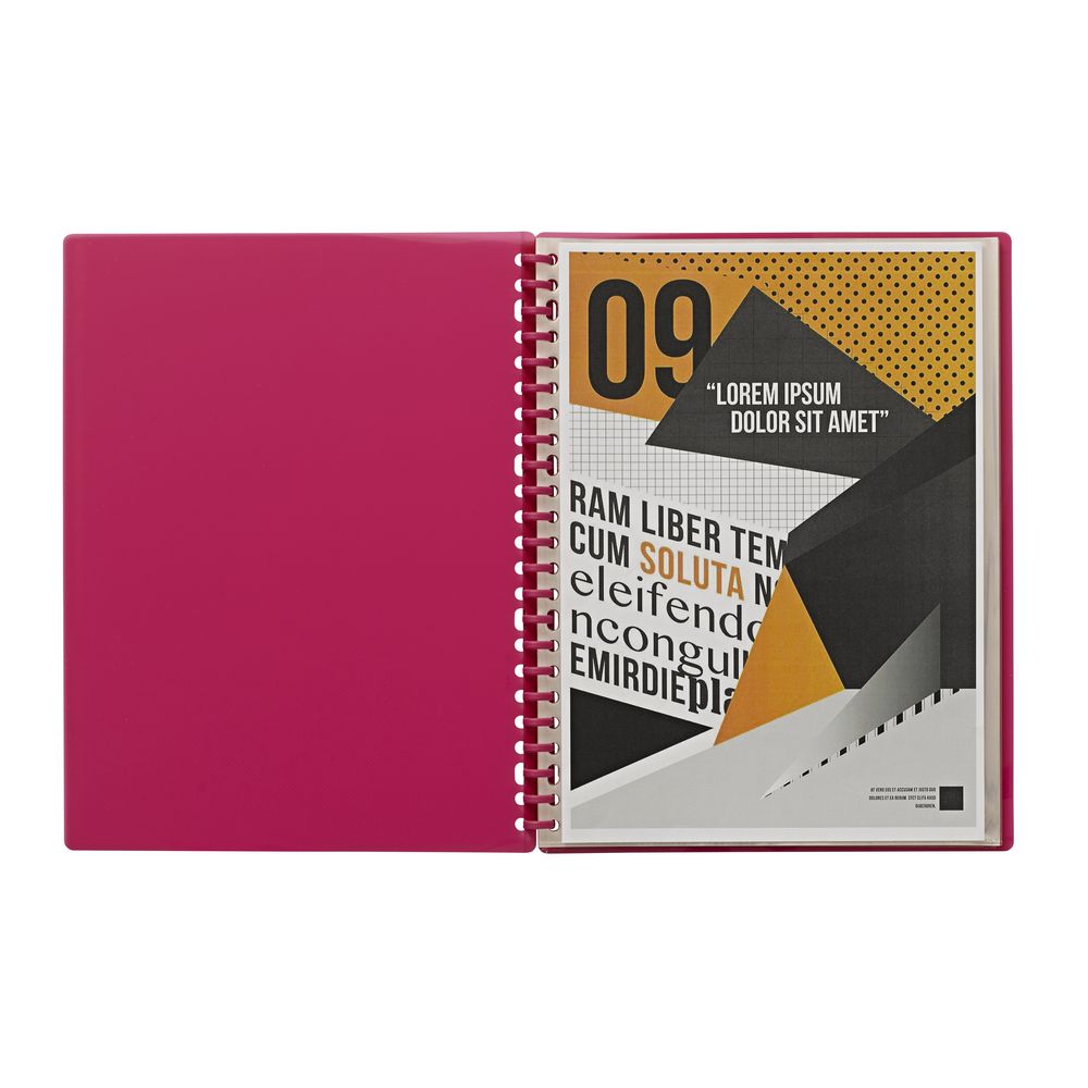 J.Burrows Display Book A4 20 Pocket Refillable Pink