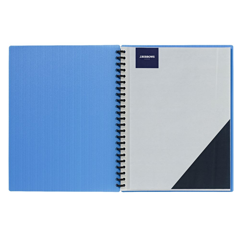 J.Burrows Display Book A4 20 Pocket Refillable Embossed Blue