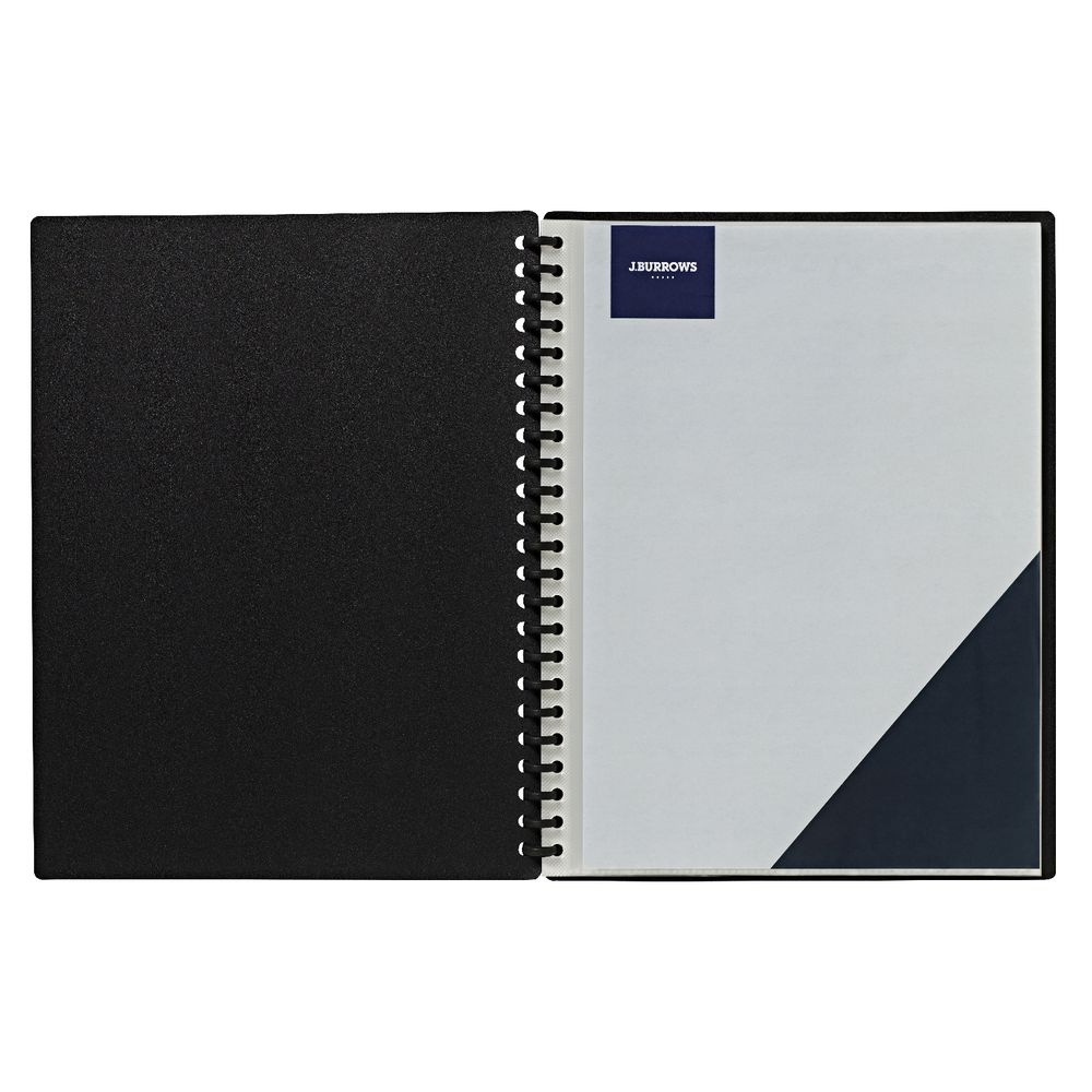 J.Burrows Display Book A4 20 Pocket Refillable Embossed Black