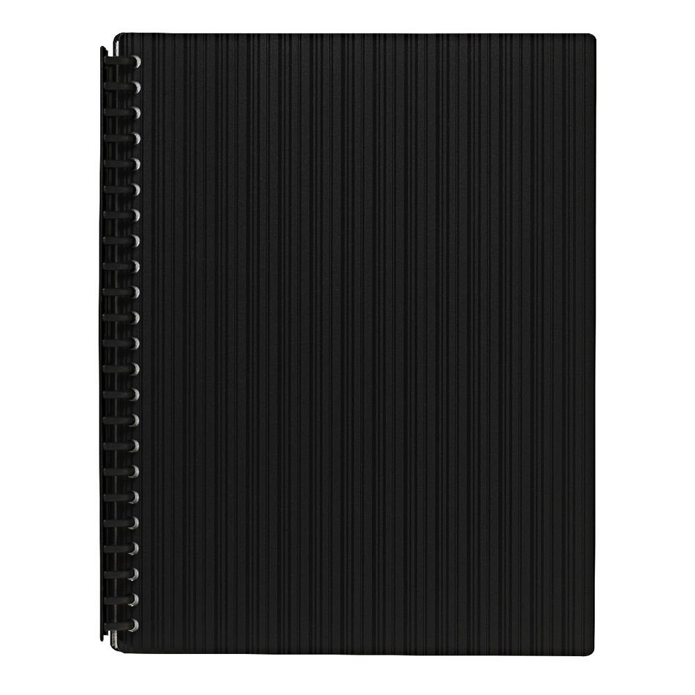 J.Burrows Display Book A4 20 Pocket Refillable Embossed Black