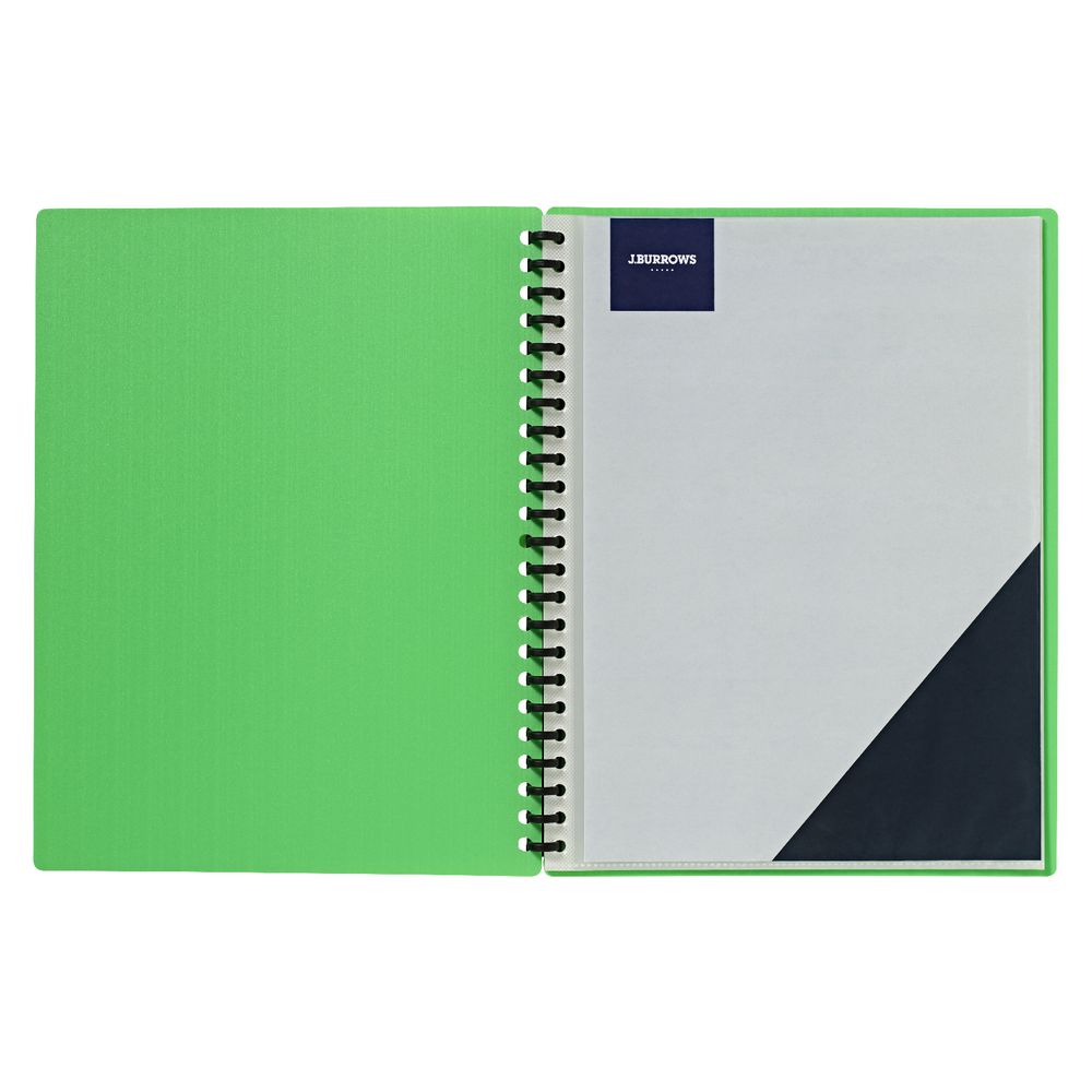 J.Burrows Display Book A4 20 Pocket Refillable Embossed Lime