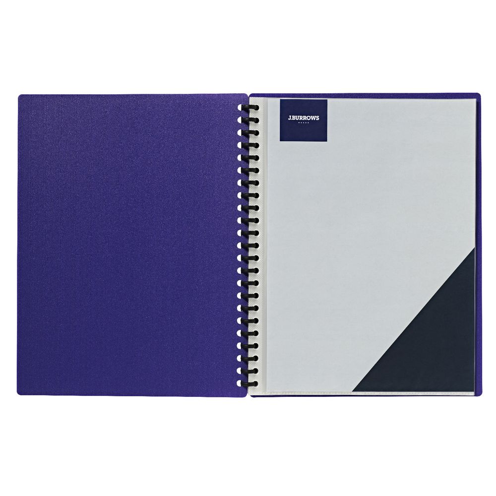 J.Burrows Display Book A4 20 Pocket Refillable Emboss Purple