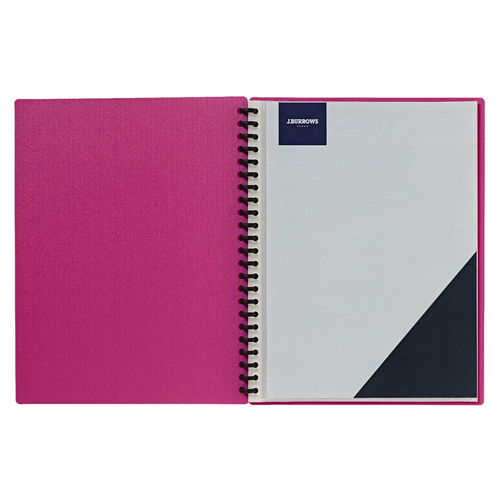 J.Burrows Display Book A4 20 Pocket Refillable Embossed Pink