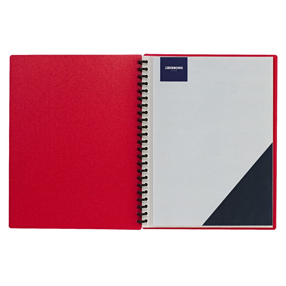 J.Burrows Display Book A4 20 Pocket Refillable Embossed Red
