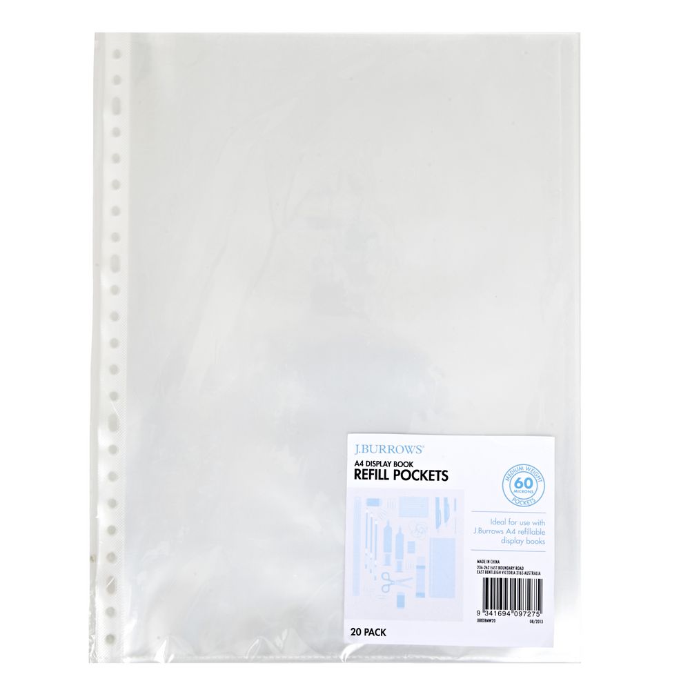 J.Burrows Display Book Refill A4 Medium Weight 20 Pack