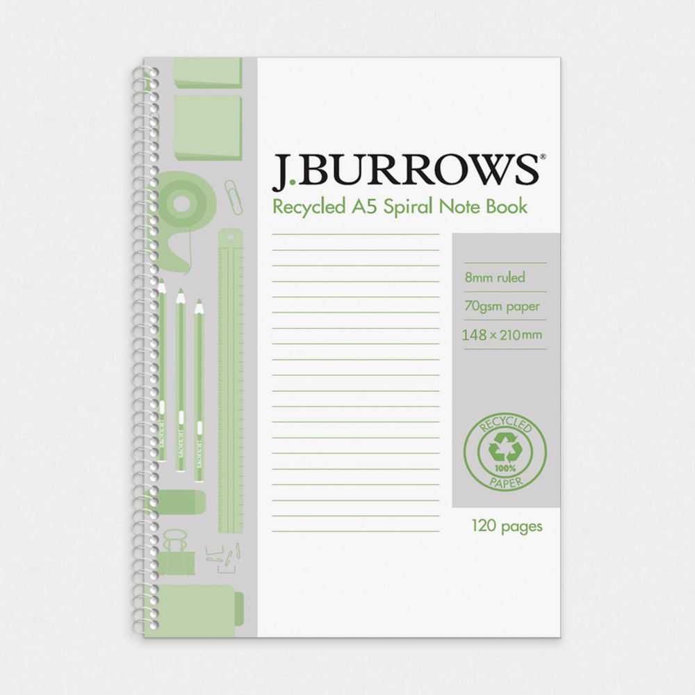 J.Burrows A5 Recycled Notebook 120 Page